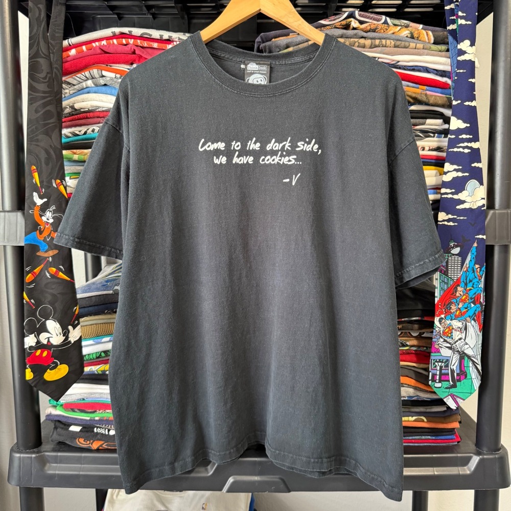 Y2K Black ThinkGeek Come To The Dark Side Cookies Graphic T-Shirt XL
